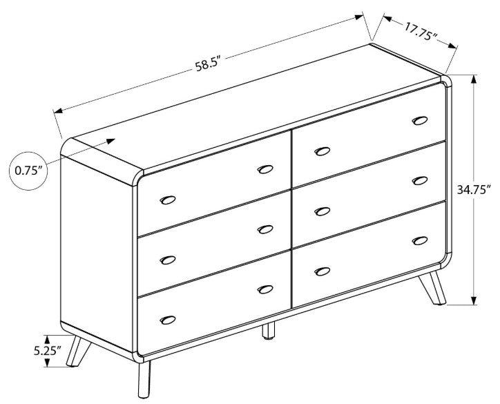 Commode 6 tirroirs bois Noyer - Delson