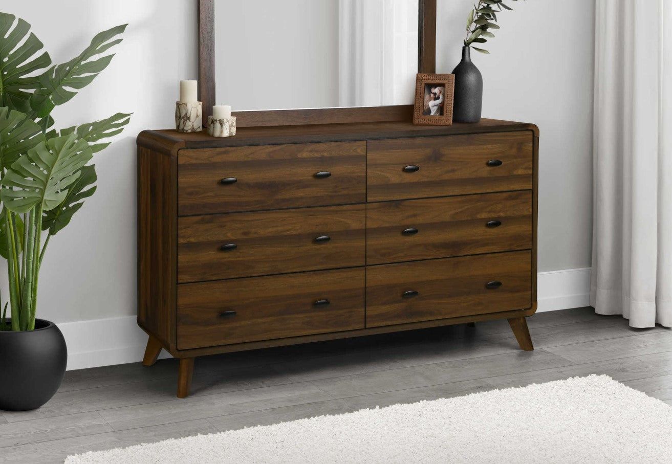 Commode 6 tirroirs bois Noyer - Delson