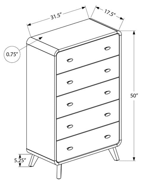 Commode 5 tirroirs bois Noyer - Delson
