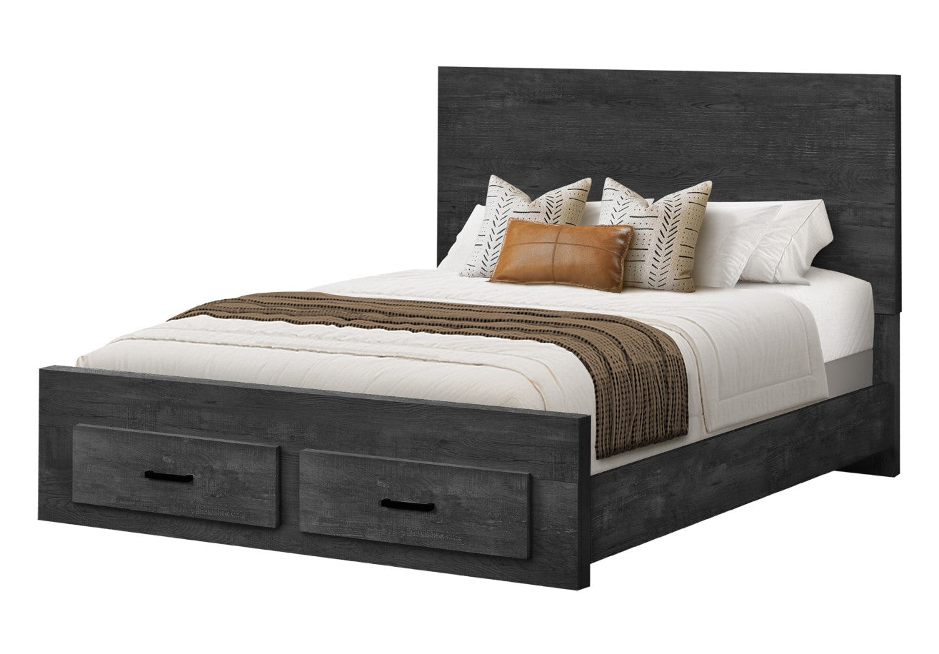Base de lit en bois Graphite - Charbon