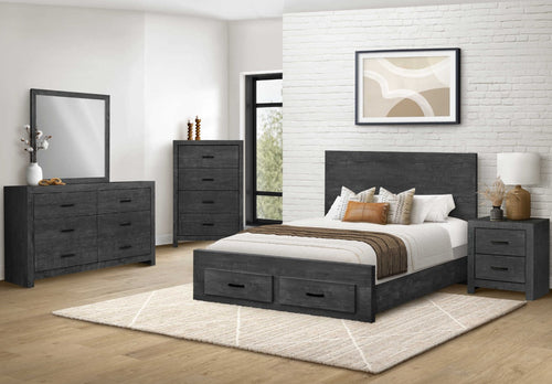 Commode 5 tirroirs bois Gris - Charbon