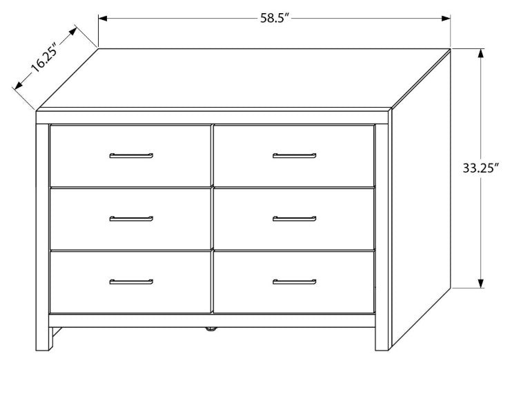 Commode 6 tirroirs bois Gris - Charbon