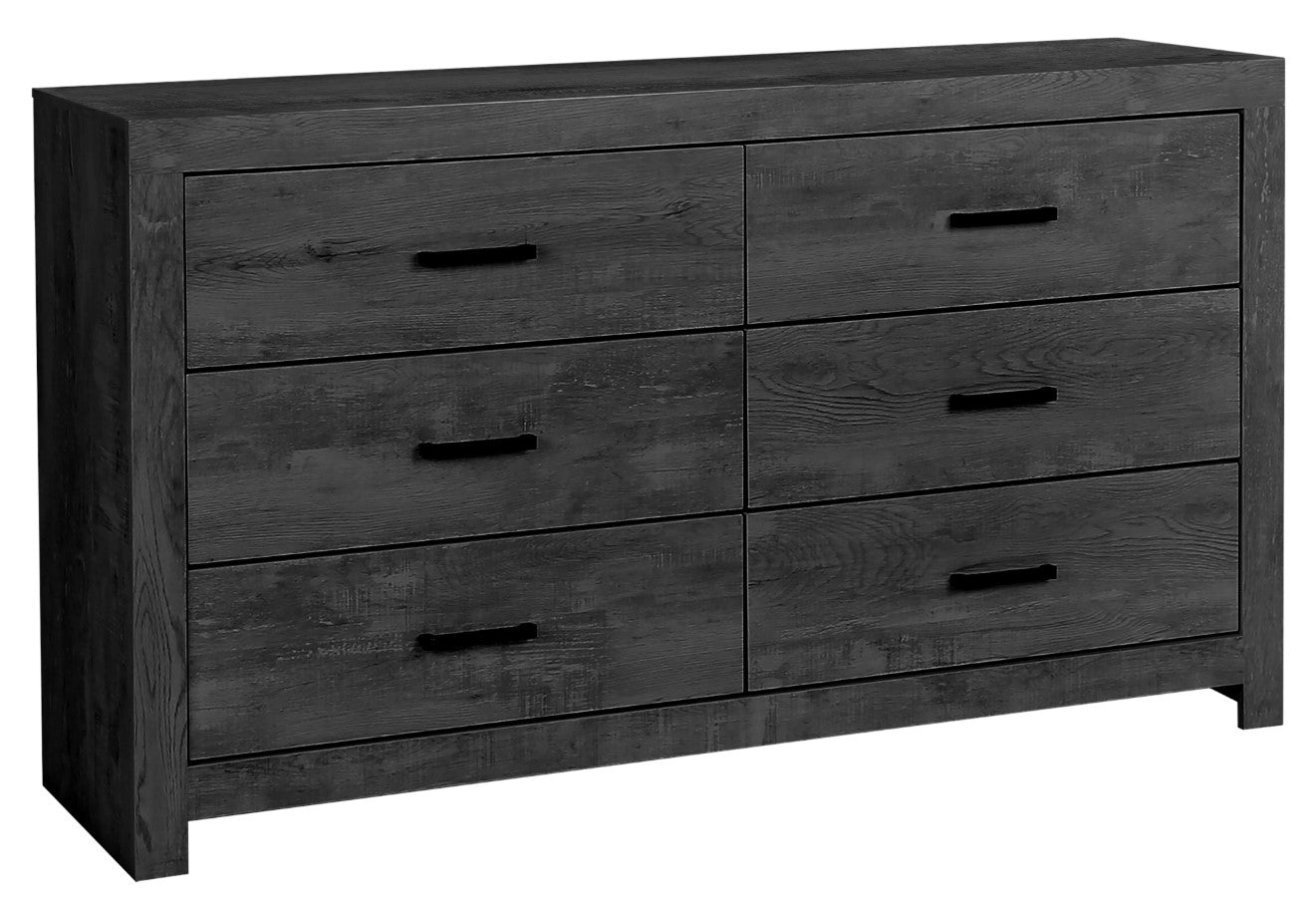 Commode 6 tirroirs bois Gris - Charbon
