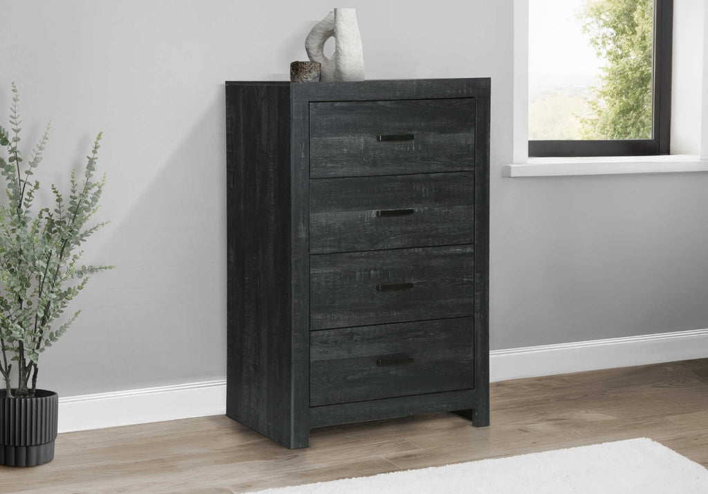 Commode 5 tirroirs bois Gris - Charbon