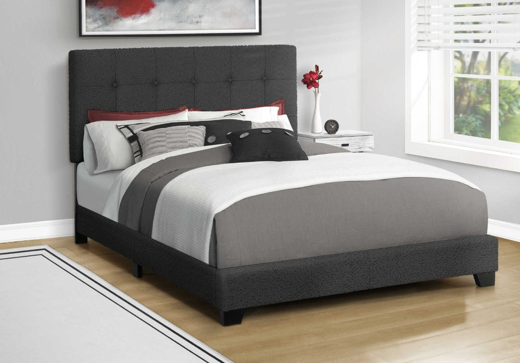 Lit tissu bouclé gris graphite - Chateauguay