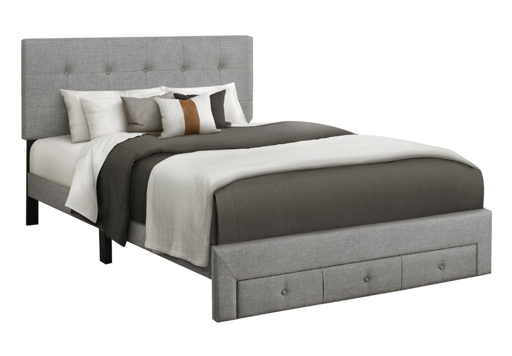 Lit Tissu gris avec Rangement - Mercier