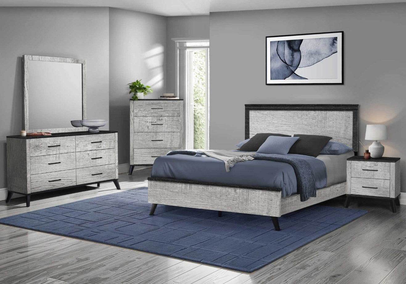 Lit de bois gris 2 tons - Chambly