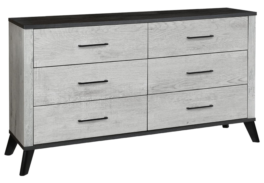 Commode 6 tirroirs bois gris 2 tons - Chambly