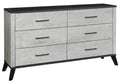 Commode 6 tirroirs bois gris 2 tons - Chambly