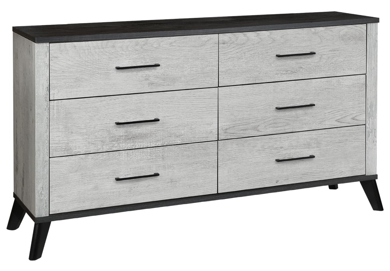 Commode 6 tirroirs bois gris 2 tons - Chambly