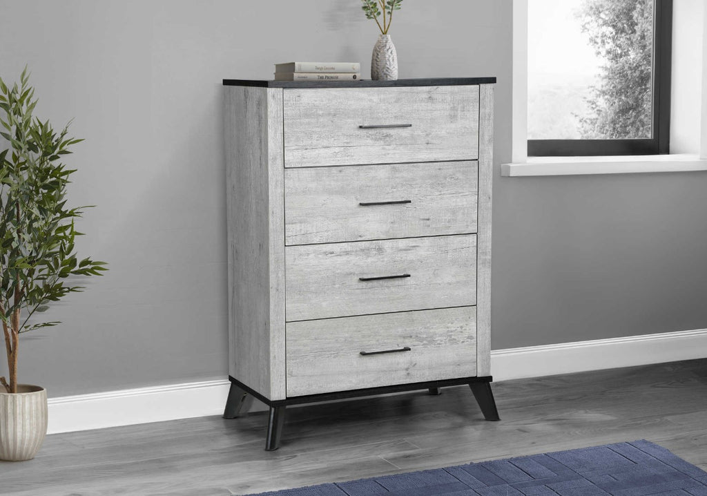 Commode bois 4 tirroirs gris 2 tons - Chambly