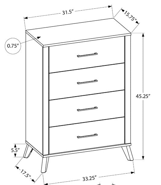 Commode bois 4 tirroirs gris 2 tons - Chambly