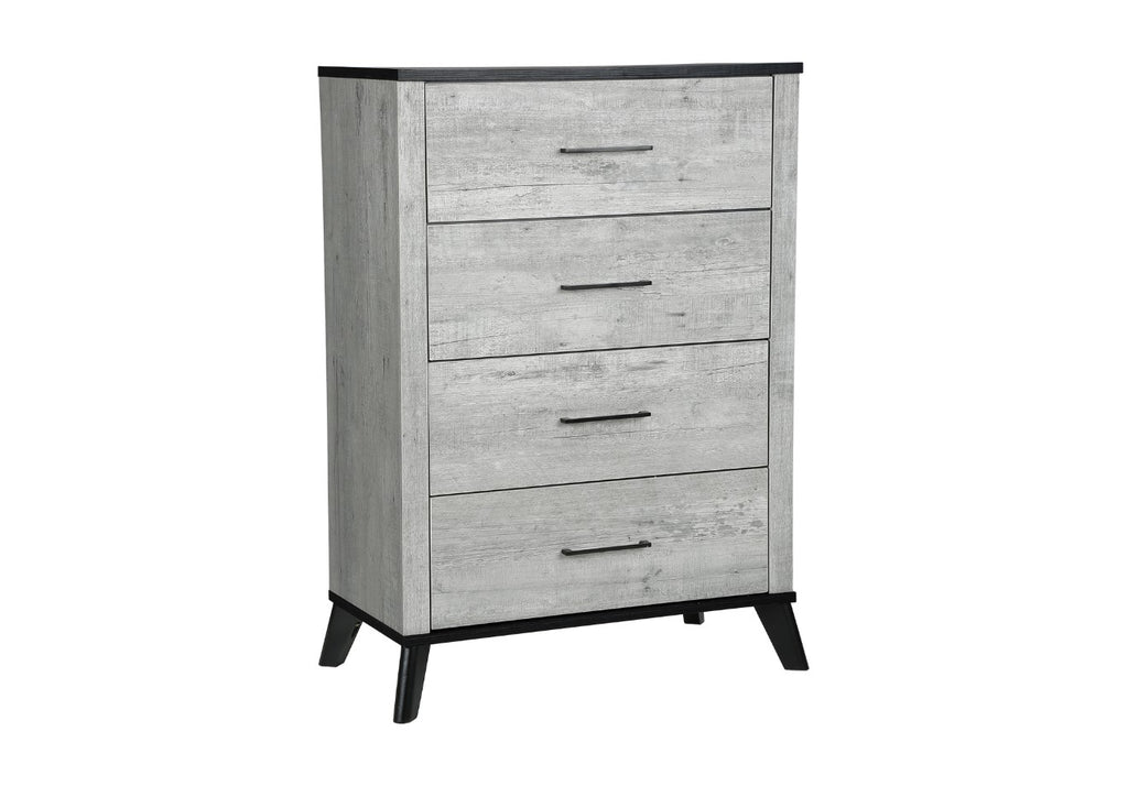 Commode bois 4 tirroirs gris 2 tons - Chambly