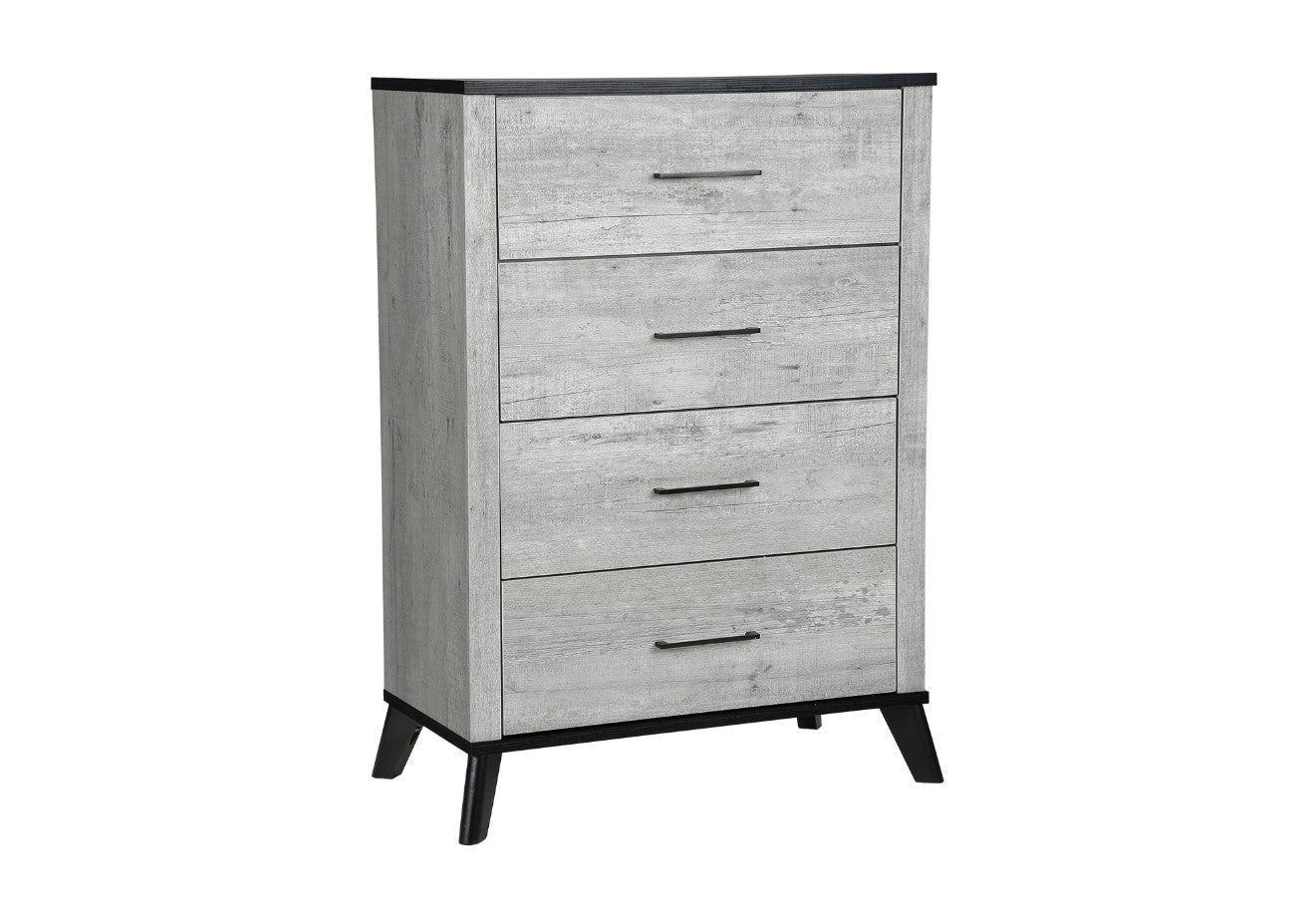 Commode bois 4 tirroirs gris 2 tons - Chambly