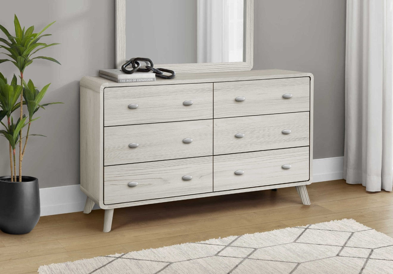 Commode 6 tirroirs en bois beige - Sablon