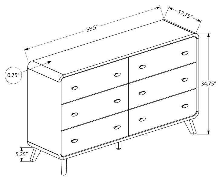 Commode 6 tirroirs en bois beige - Sablon