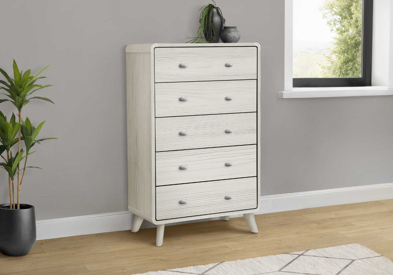 Commode 5 tirroirs bois beige - Sablon