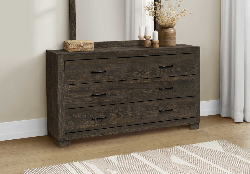 Commode 6 tirroirs bois café - Charlevoix