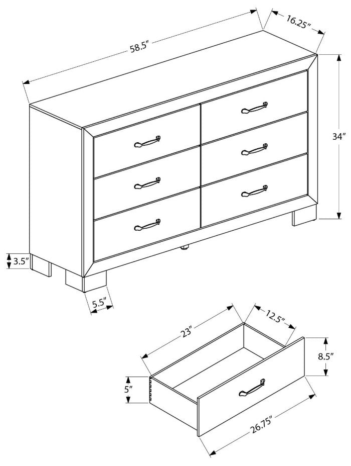 Commode 6 tirroirs bois café - Charlevoix