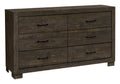 Commode 6 tirroirs bois café - Charlevoix