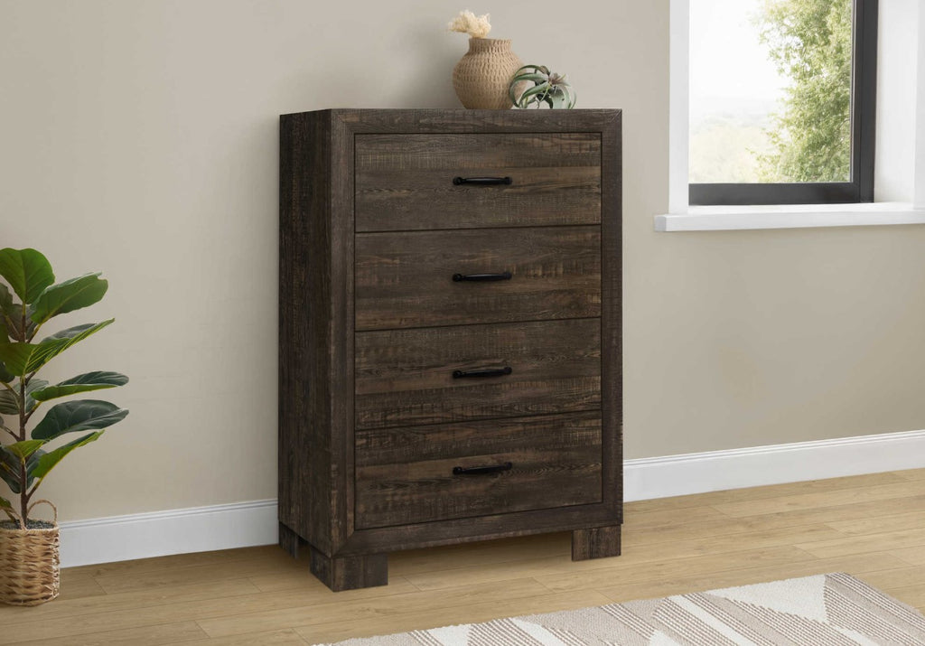 Commode 5 tirroirs en bois café - Charlevoix