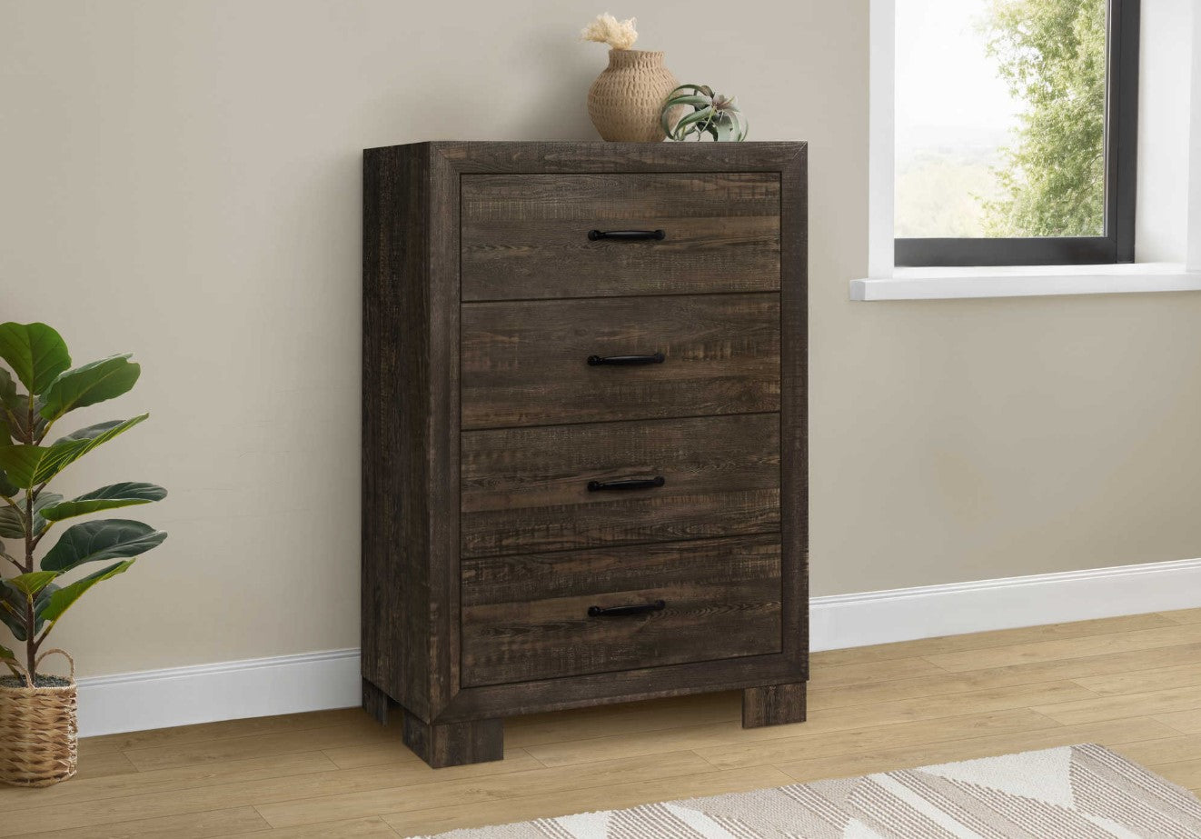 Commode 5 tirroirs en bois café - Charlevoix