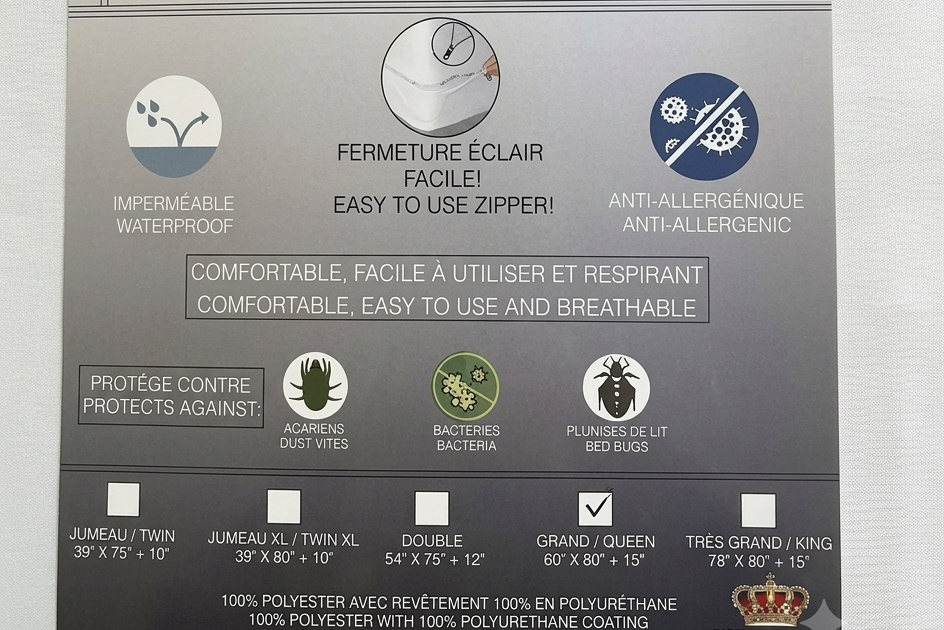 Protège-matelas imperméable avec fermeture éclair