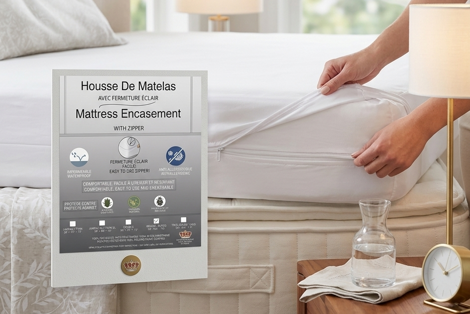 Protège-matelas imperméable avec fermeture éclair
